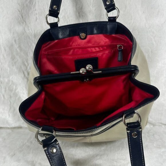 Vintage Coach Laura Leather Spectator Carryall Hand Bag Tote Off White Bone - Picture 4 of 16